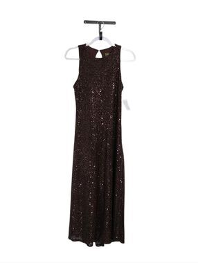 Taylor Chocolate Brown Full Sequin Long Cocktail Dress M Party Event NWT
